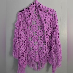 Vintage Crochet Shawl Purple